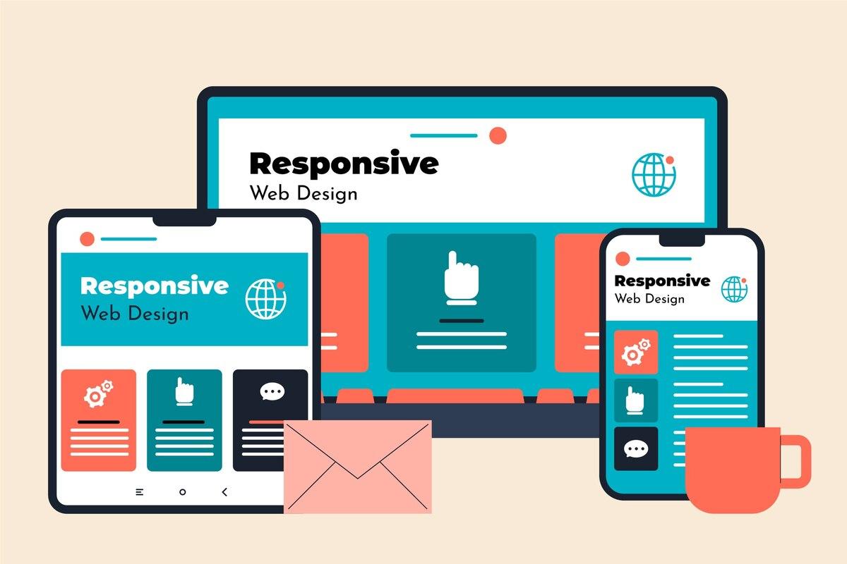 responsive web design concept on various devices