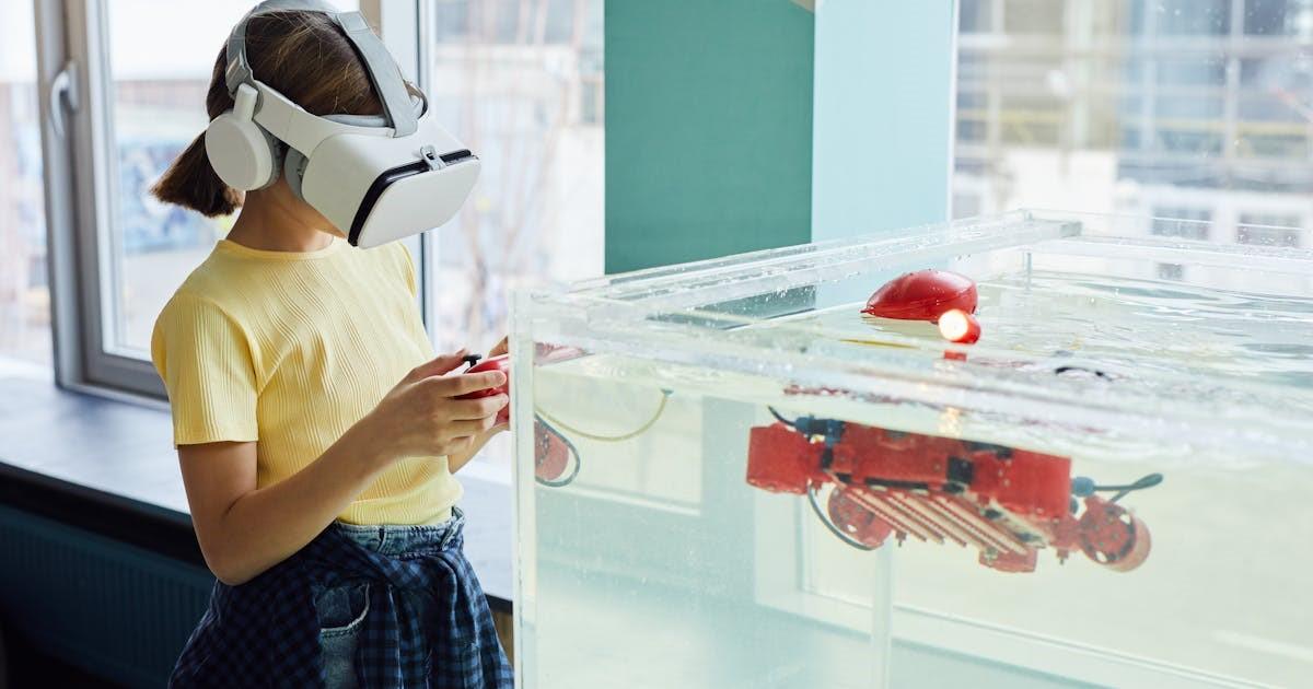 a person using virtual reality headset controlling a robot